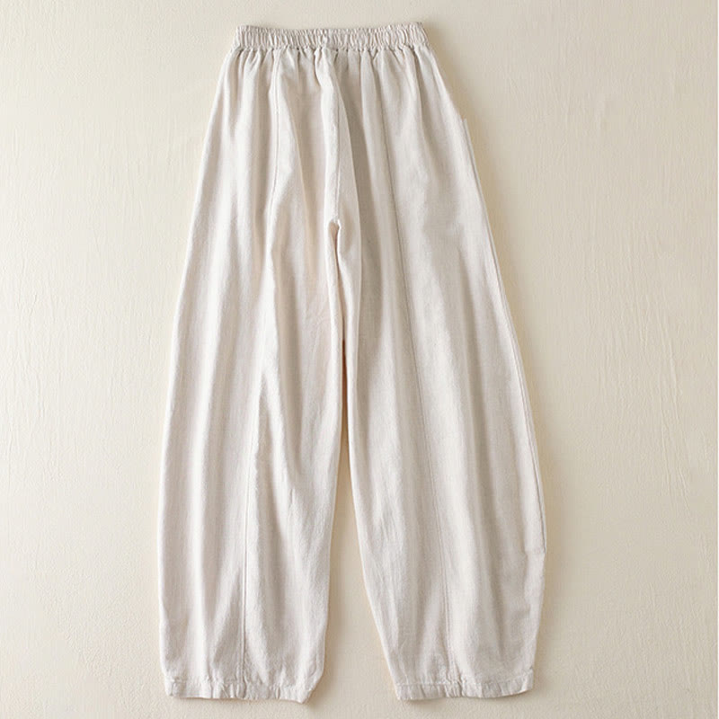 Buddha Stones Plain Color Cotton Linen Women's Pants With Pockets - image 9