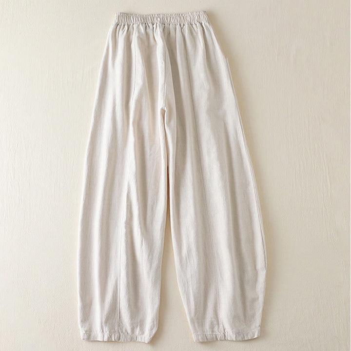 Buddha Stones Plain Color Cotton Linen Women's Pants With Pockets - image 9