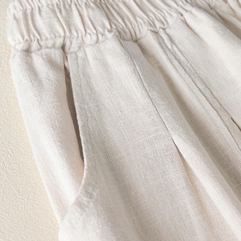 Buddha Stones Plain Color Cotton Linen Women's Pants With Pockets - image 12