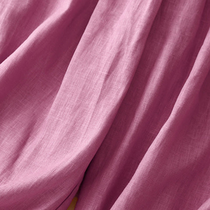 Buddha Stones Casual Plain Solid Color Linen Women's Pants With Pockets - image 10