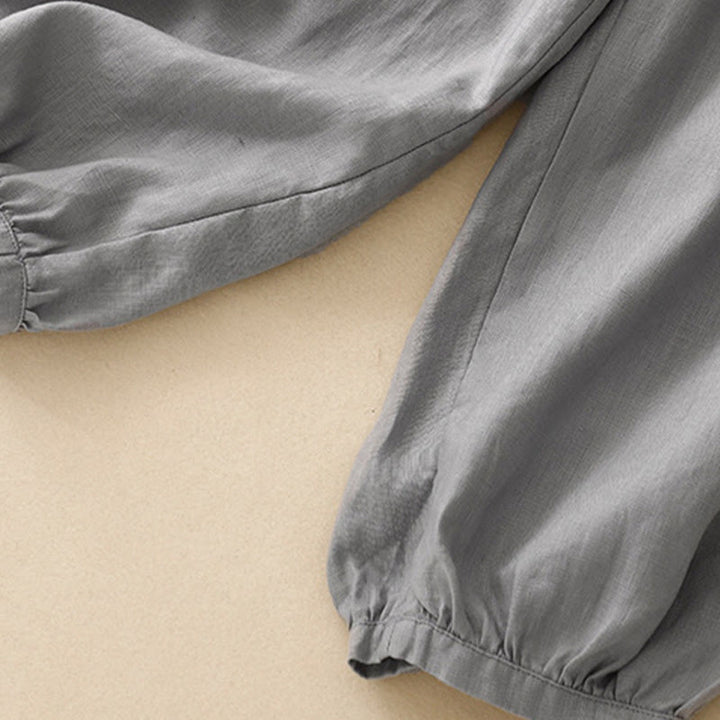 Buddha Stones Casual Plain Solid Color Linen Women's Pants With Pockets - image 22