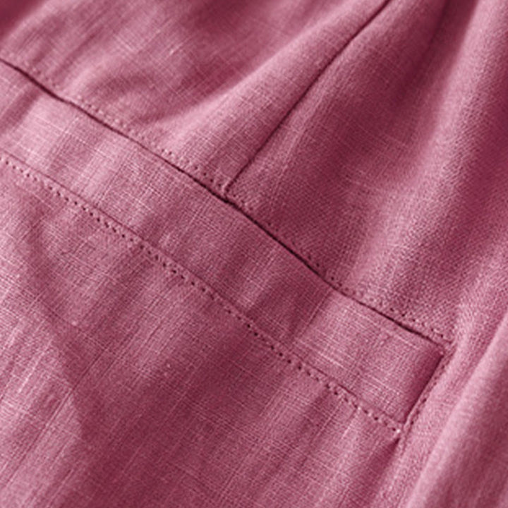Buddha Stones Casual Plain Solid Color Linen Women's Pants With Pockets - image 8