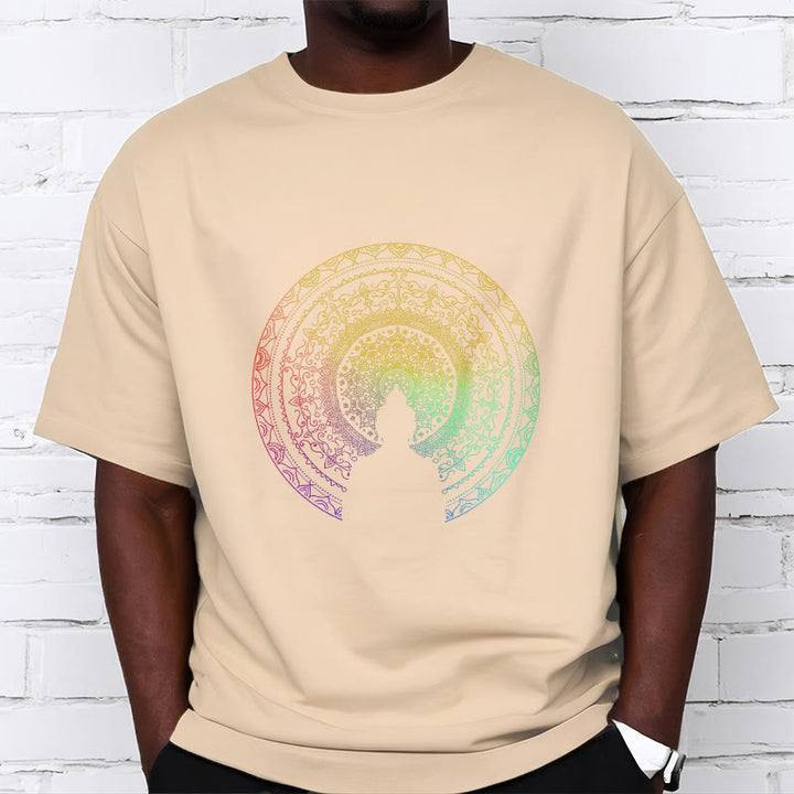 Buddha Stones Colorful Gradient Mandala Buddha Cotton Tee T-shirt - image 12