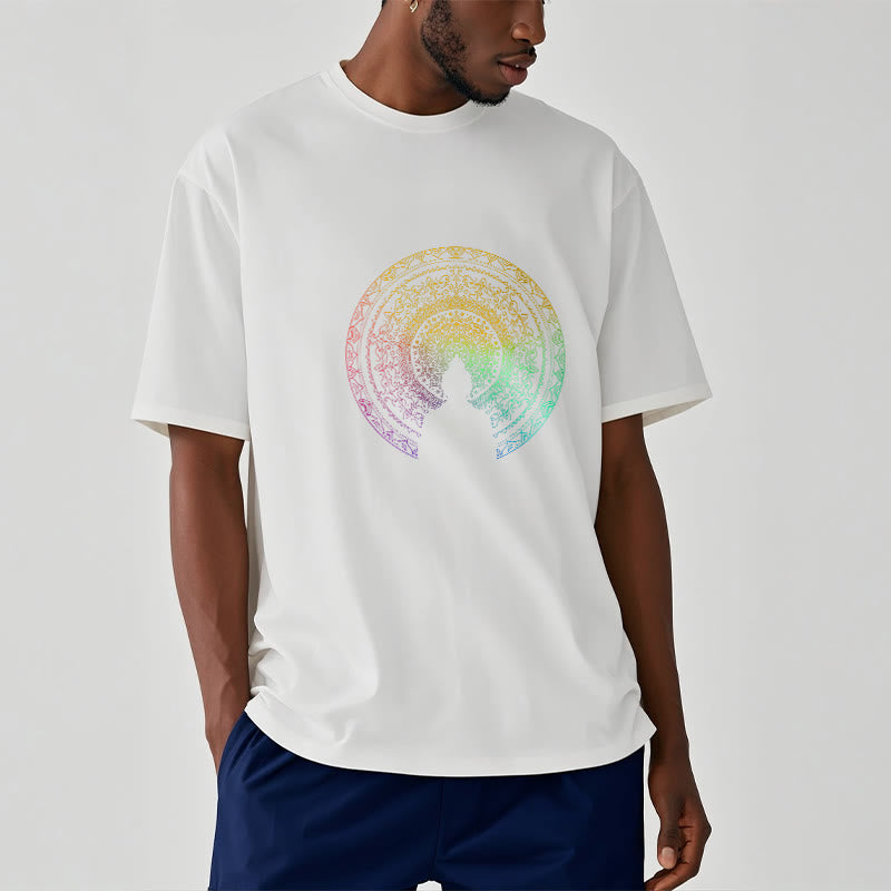 Buddha Stones Colorful Gradient Mandala Buddha Cotton Tee T-shirt - image 10