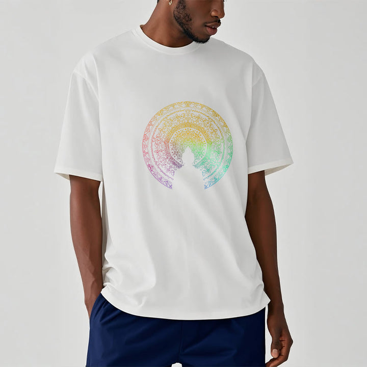 Buddha Stones Colorful Gradient Mandala Buddha Cotton Tee T-shirt - image 10