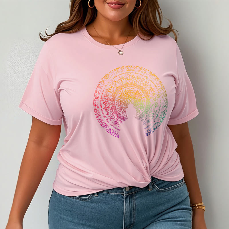Buddha Stones Colorful Gradient Mandala Buddha Cotton Tee T-shirt - image 19
