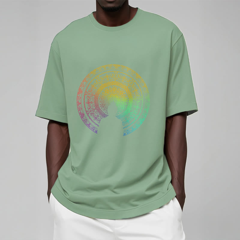 Buddha Stones Colorful Gradient Mandala Buddha Cotton Tee T-shirt - image 14