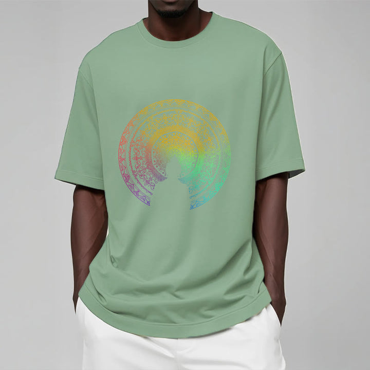 Buddha Stones Colorful Gradient Mandala Buddha Cotton Tee T-shirt - image 14