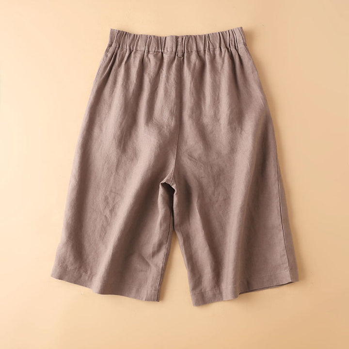 Buddha Stones Plain Color Button Zipper Cotton Women's Shorts With Pockets - image 15