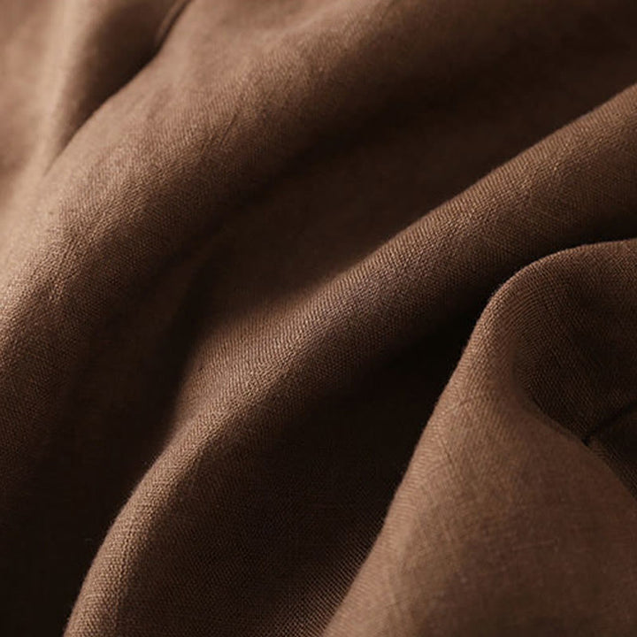 Buddha Stones Plain Color Button Zipper Cotton Women's Shorts With Pockets - image 4