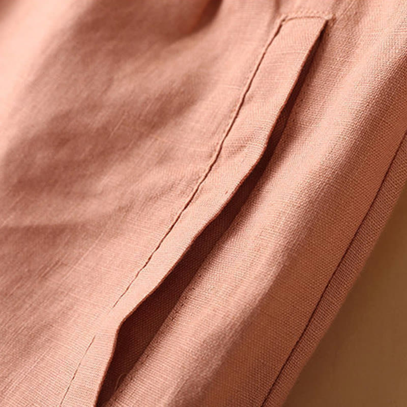 Buddha Stones Plain Color Button Zipper Cotton Women's Shorts With Pockets - image 6