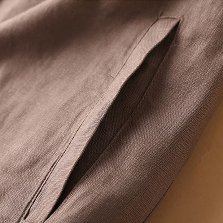 Buddha Stones Plain Color Button Zipper Cotton Women's Shorts With Pockets - image 19