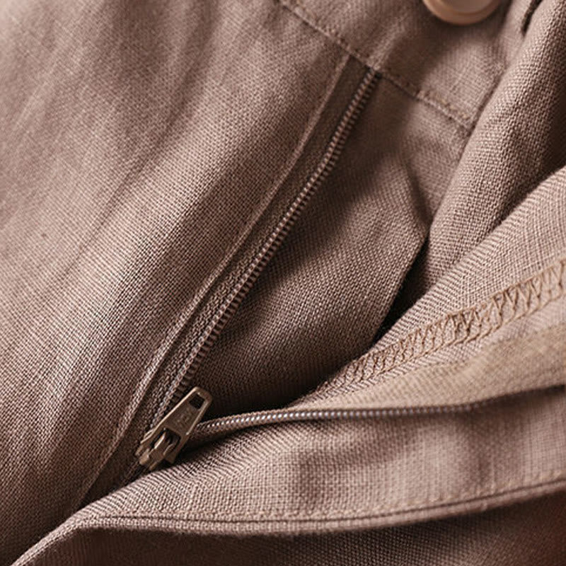 Buddha Stones Plain Color Button Zipper Cotton Women's Shorts With Pockets - image 18