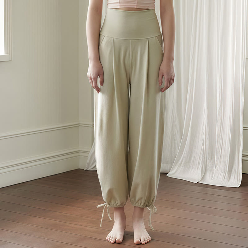 Buddha Stones Casual Plain Drawstring Hems Women's Leica Pants With Pockets - DarkSeaGreen - US4,UK/AU8,EU36 (L) - image 14