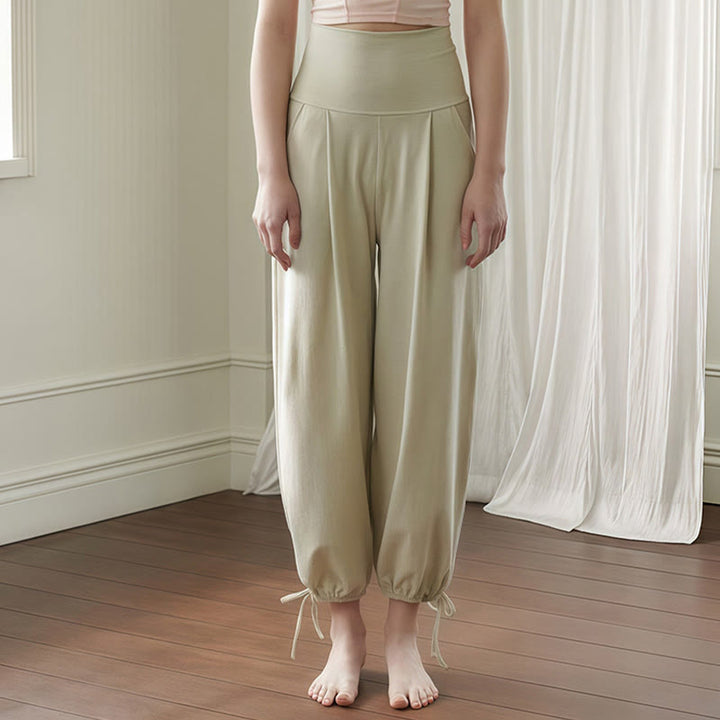 Buddha Stones Casual Plain Drawstring Hems Women's Leica Pants With Pockets - DarkSeaGreen - US4,UK/AU8,EU36 (L) - image 14