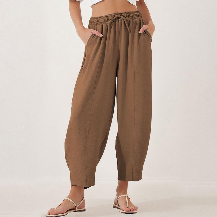 Buddha Stones Casual Plain Loose Drawstring Women's Polyester 7/8 Length Pants  With Pockets - Peru - US16,UK/AU20,EU48 (3XL) - image 21
