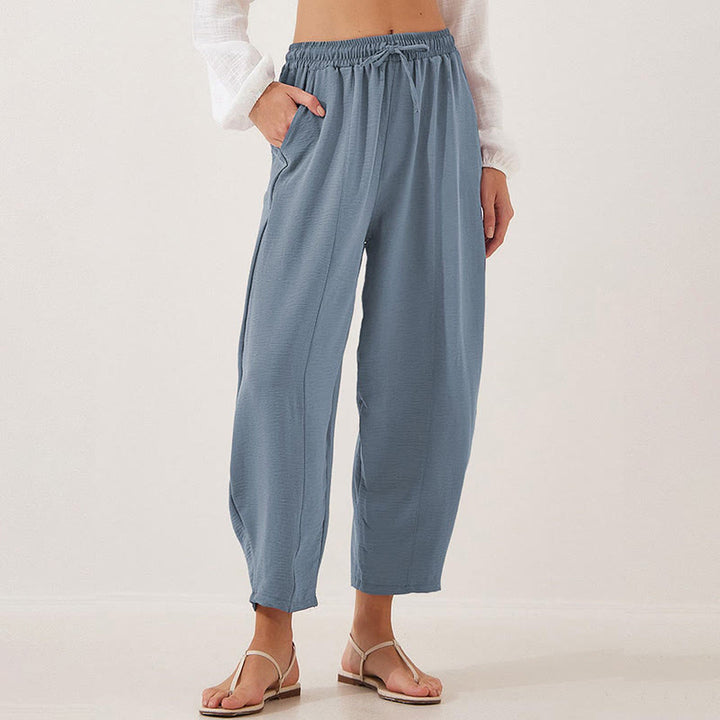 Buddha Stones Casual Plain Loose Drawstring Women's Polyester 7/8 Length Pants  With Pockets - LightSteelBlue - US16,UK/AU20,EU48 (3XL) - image 27