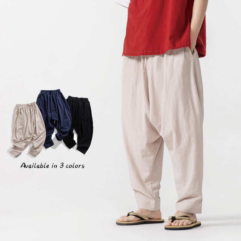 Buddha Stones Spring Solid Color Drawstring Men's Harem Pants With Pockets - Beige - US/UK/AU46,EU56 (5XL) - image 18