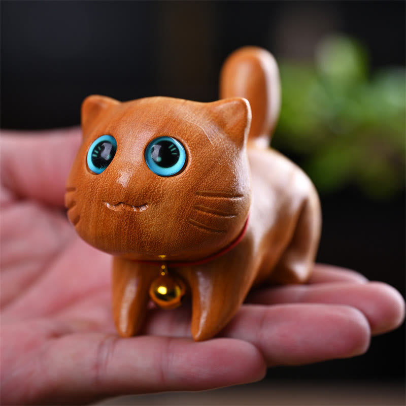 Buddha Stones Small Cute Confident Sleeping Cat Sandalwood Healing Home Decoration - image 4