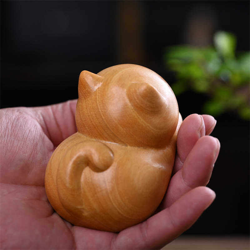 Buddha Stones Small Cute Confident Sleeping Cat Sandalwood Healing Home Decoration - image 16
