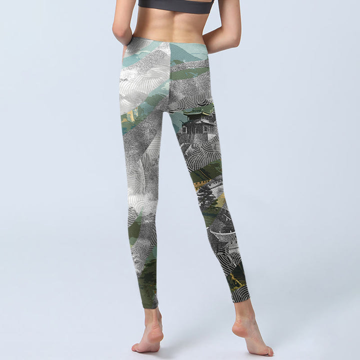 Buddha Stones Ancient Style Great Wall Print Sports Fitness Leggings Women's Yoga Pants - image 7