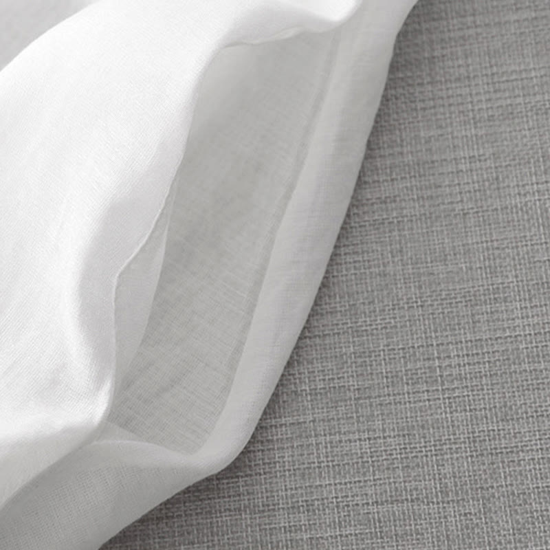 Buddha Stones Summer White Pure Color Embroidery Leaf Flower V-Neck Short Sleeve Midi Dress With Pockets - image 9