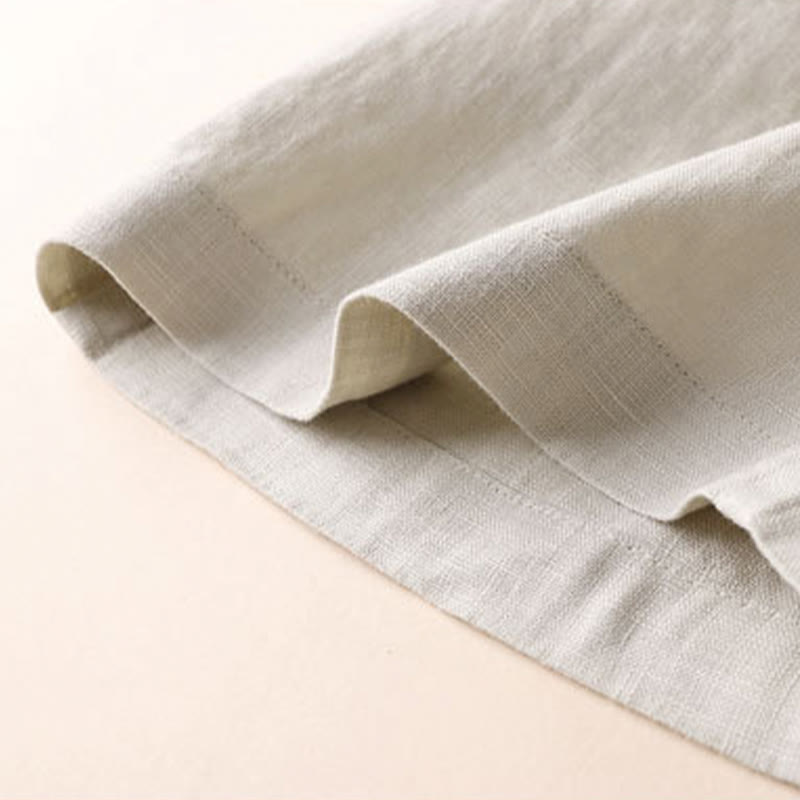 Buddha Stones Commute Solid Color Drawstring 7-8 Length Cotton Linen Women's Wide Leg Pants With Pockets - image 7