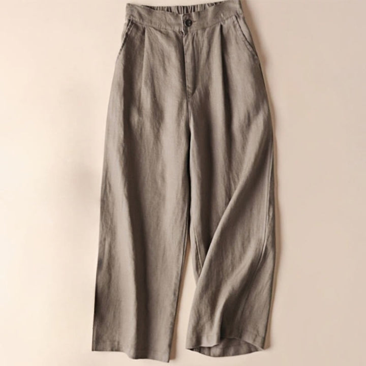 Buddha Stones Commute Solid Color Drawstring 7-8 Length Cotton Linen Women's Wide Leg Pants With Pockets - Tan - US12,UK/AU16,EU44 (3XL) - image 16