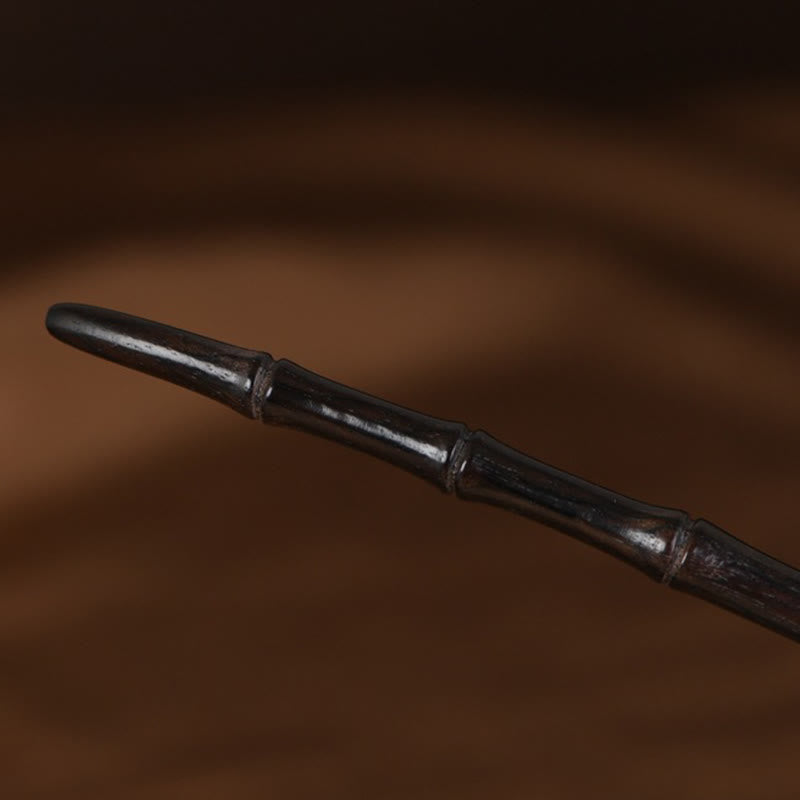 Buddha Stones 925 Sterling Silver Red Sandalwood Ebony Bamboo Power Hairpin