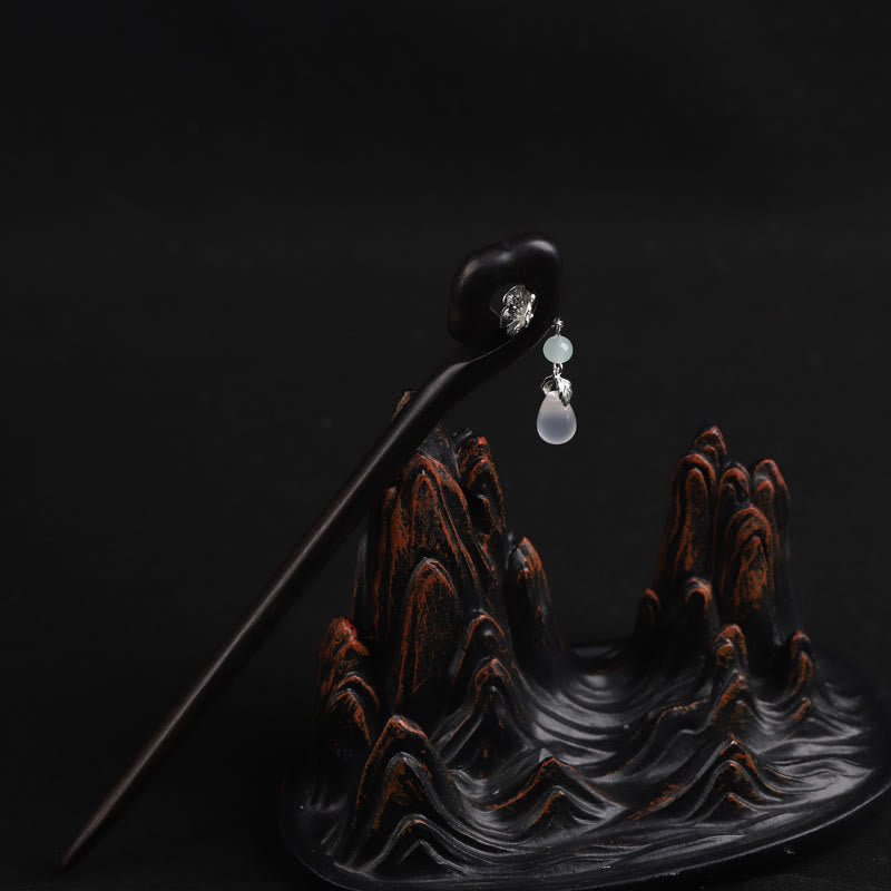 Buddha Stones Ebony Auspicious Cloud Courage Hairpin