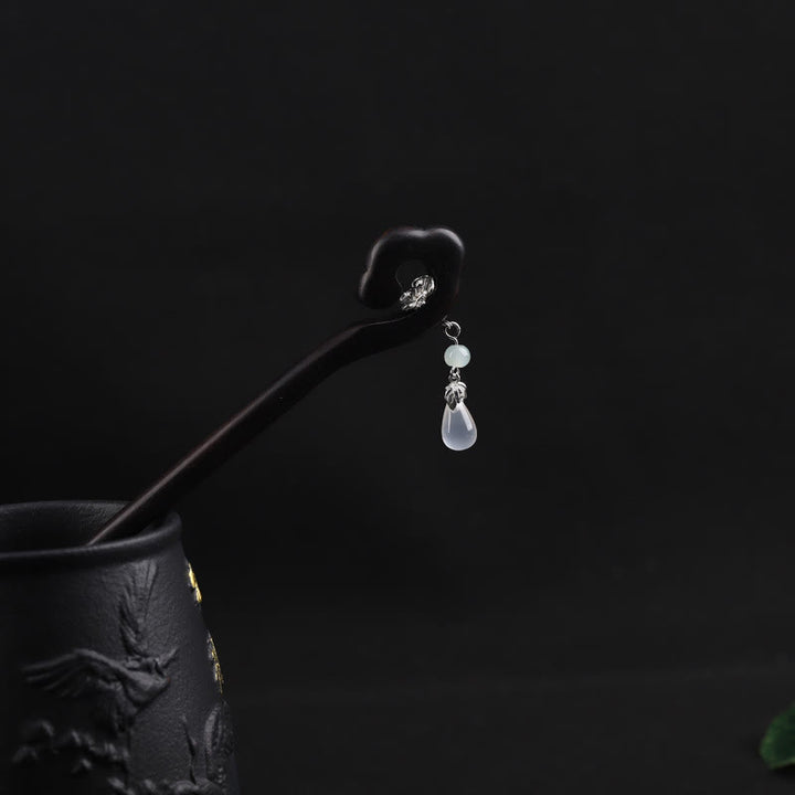 Buddha Stones Ebony Auspicious Cloud Courage Hairpin