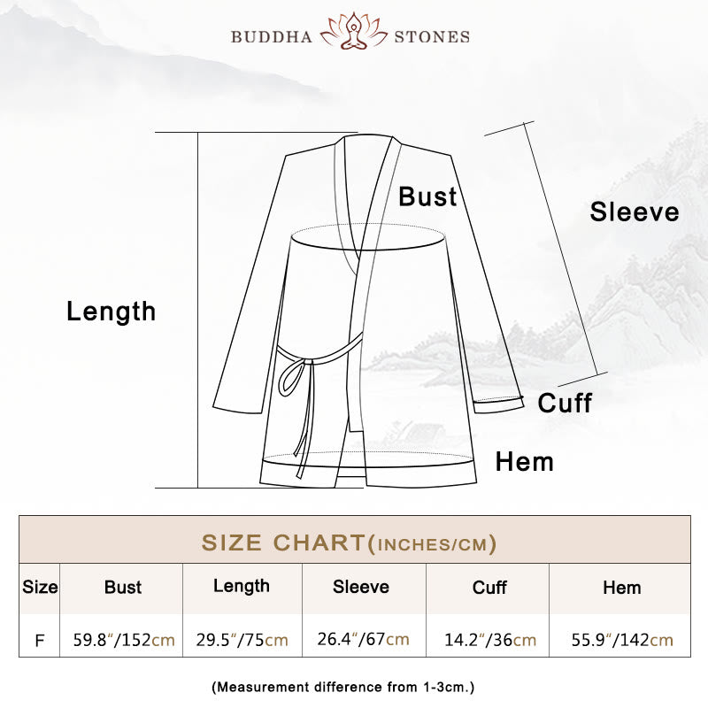 Buddha Stones Tie Dye Lace-up Design Coat Zen Meditation Open Front Top Jacket - image 3