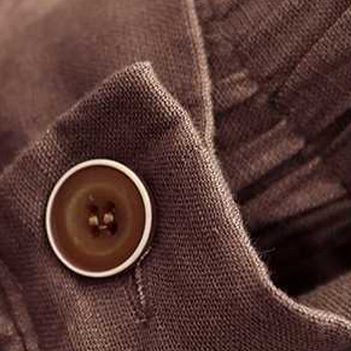 Buddha Stones Summer Casual Solid Color Zipper Button Acrylic Fiber Frog Button Women's Shorts With Pockets