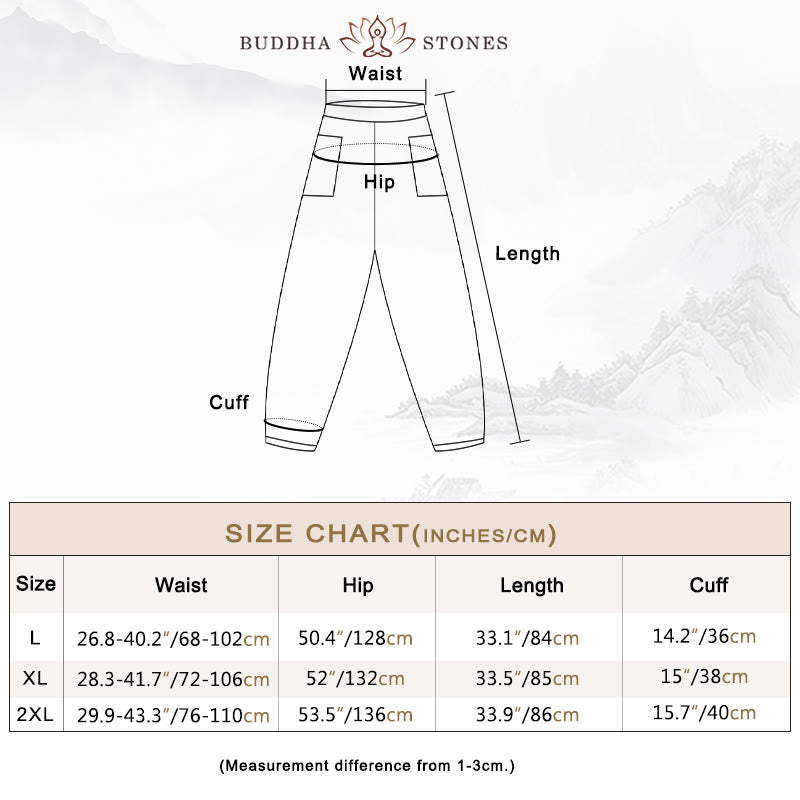 Buddha Stones Casual Plain Solid Color Linen Women's Pants With Pockets - image 3