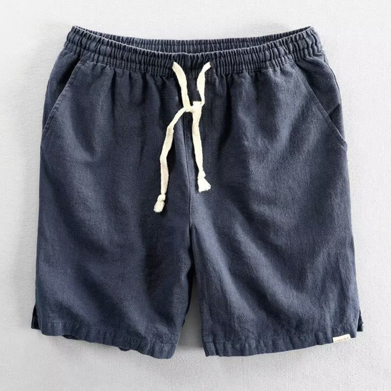 Buddha Stones Drawstring Elastic Waist Cotton Men's Shorts With Pockets - Navy - US/UK/AU40,EU50 (3XL) - image 8
