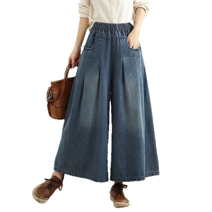 Buddha Stones Fall Vintage Distressed Design High Waist Women's Wide Leg Pants With Pockets - image 10