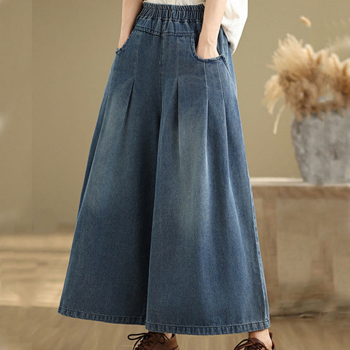 Buddha Stones Fall Vintage Distressed Design High Waist Women's Wide Leg Pants With Pockets - image 3