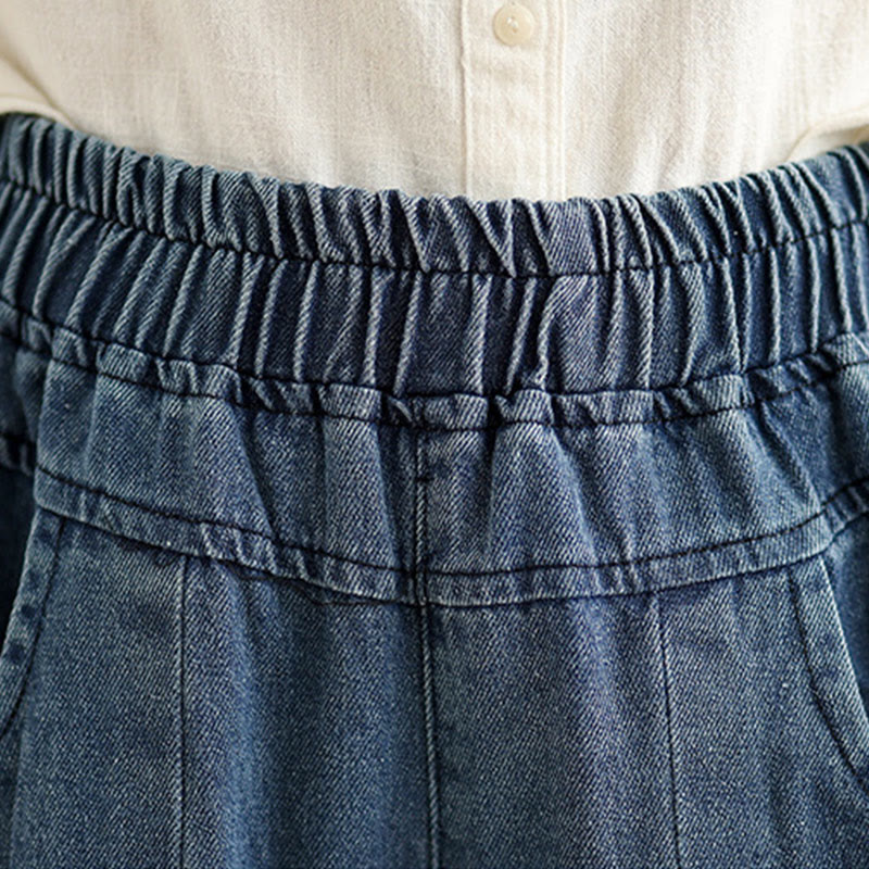 Buddha Stones Fall Vintage Distressed Design High Waist Women's Wide Leg Pants With Pockets - image 6