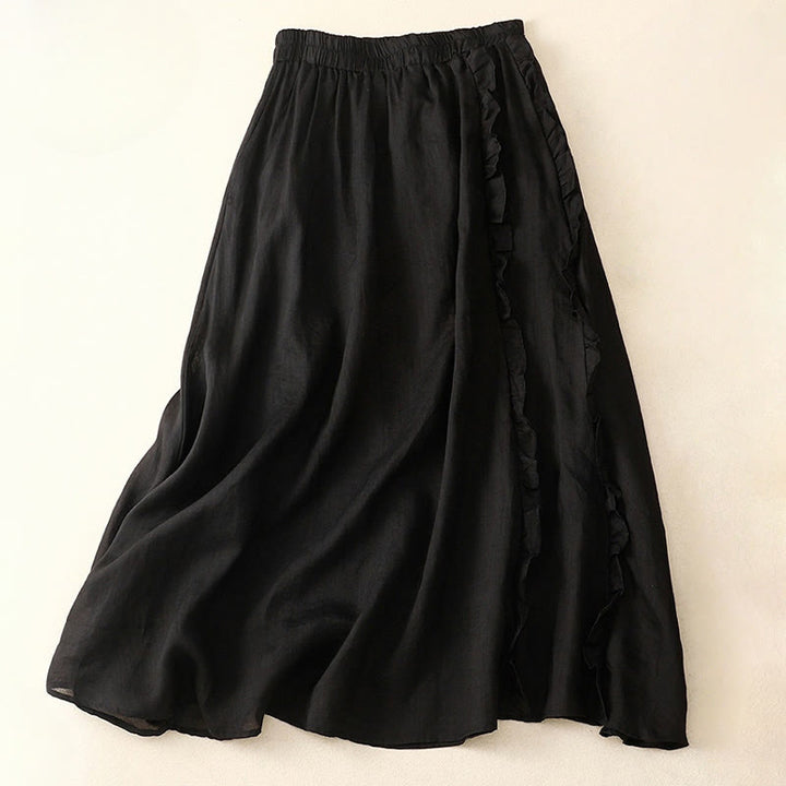Buddha Stones Summer Plain Ruffle Design Women's Cotton Skirt - Black - US8-10,UK/AU12-14,EU40-42 (2XL) - image 10