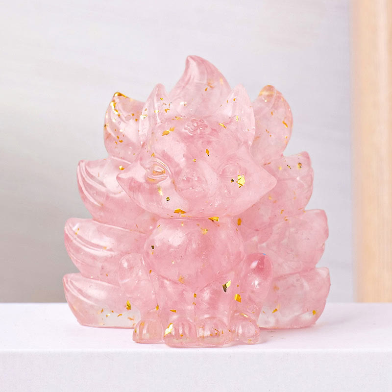 Buddha Stones Small Various Stone Strawberry Quartz Amethyst Green Aventurine Nine Tailed Fox Healing Home Decoration