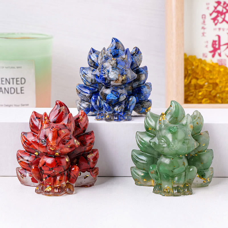 Buddha Stones Small Various Stone Strawberry Quartz Amethyst Green Aventurine Nine Tailed Fox Healing Home Decoration