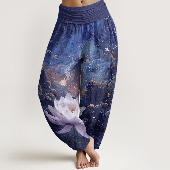 Buddha Stones Casual Lotus Starry Sky Clouds Pattern Women's Elastic Waist Harem Pants - Navy - US22,UK/AU26,EU54 (6XL) - image 8