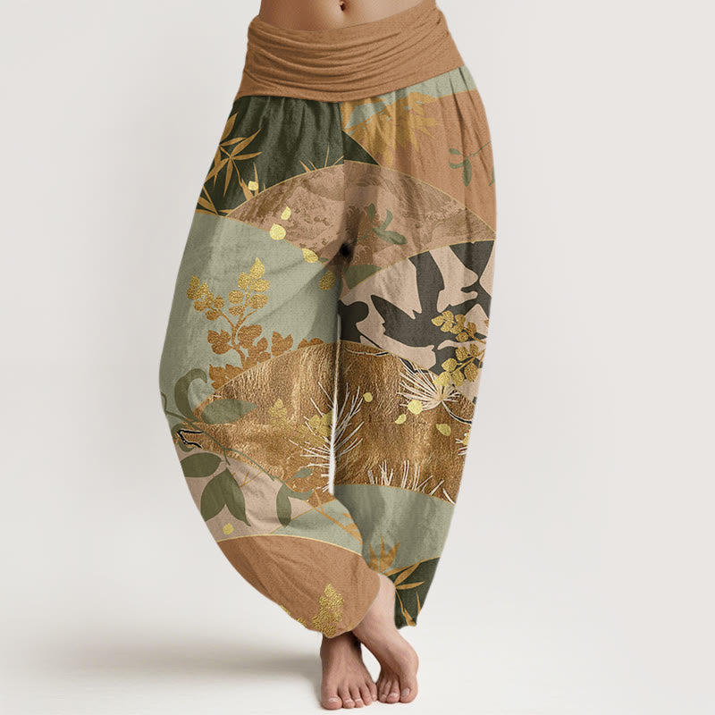 Buddha Stones Semicircle Leaves Pattern Women's Elastic Waist Harem Pants - Peru - US22,UK/AU26,EU54 (6XL) - image 1
