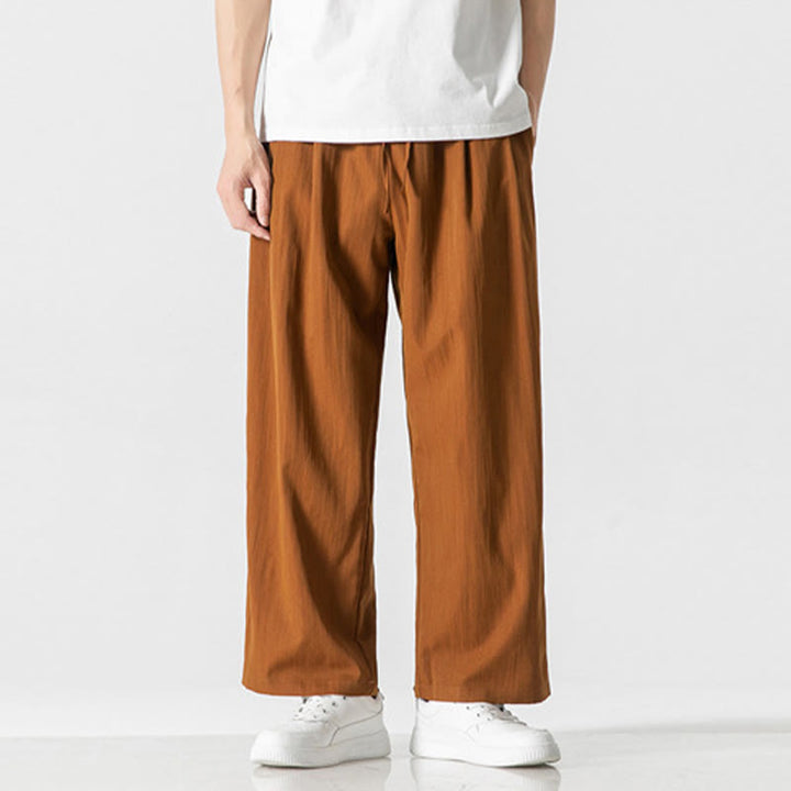 Buddha Stones Summer Casual Plain Straight Leg Design Men's Cotton Linen Drawstring Pants With Pockets - DarkGoldenrod - US/UK/AU46,EU56 (5XL) - image 27