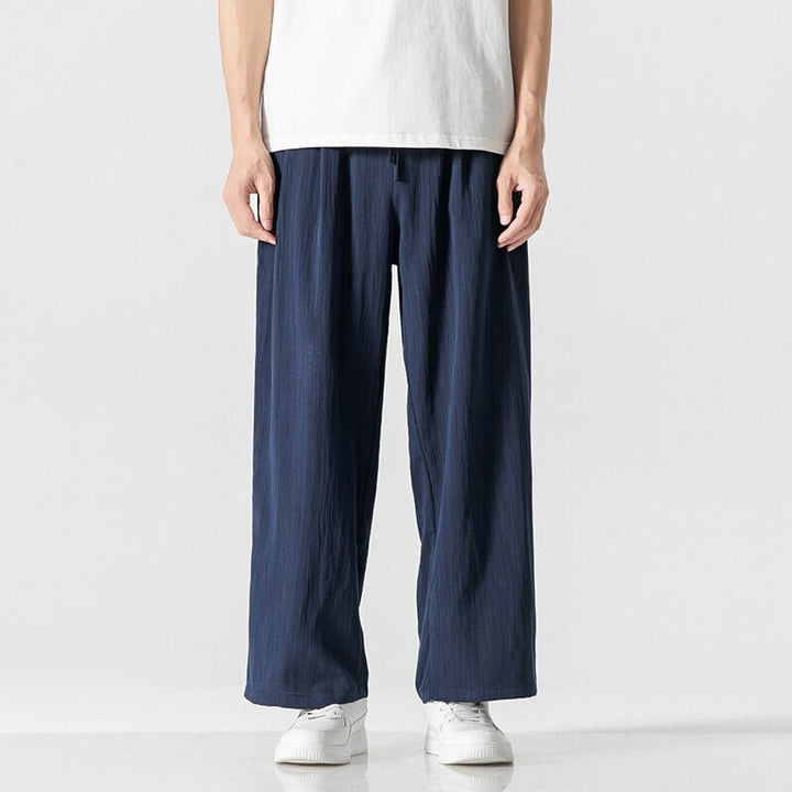 Buddha Stones Summer Casual Plain Straight Leg Design Men's Cotton Linen Drawstring Pants With Pockets - MidnightBlue - US/UK/AU46,EU56 (5XL) - image 20