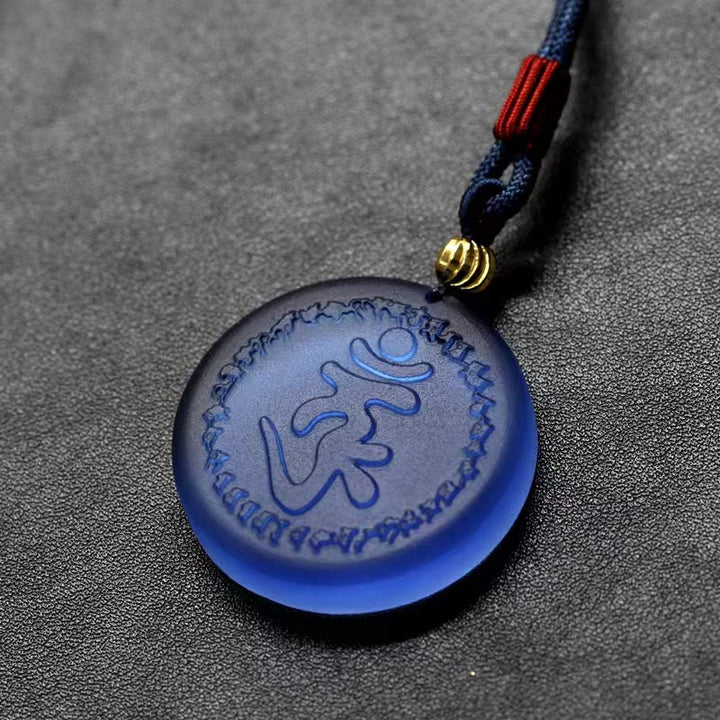 Buddha Stones Tibet Shurangama Mantra Liuli Crystal Necklace Pendant
