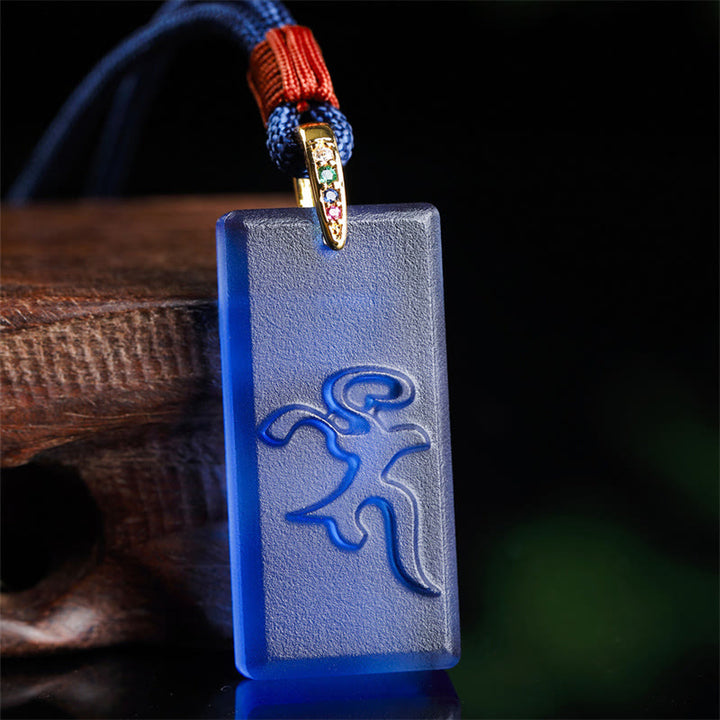 Buddha Stones Tibetan Green Tara Medicine Buddha Sanskrit Pattern Liuli Crystal Protection Necklace Pendant - Medicine Buddha - image 4