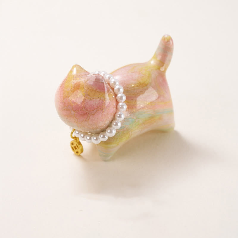 Buddha Stones Sandalwood Lucky Mini Cat Lacquer Craft Healing Decoration Random Color(Blind Box) - Random Color(1.89*1.5*0.94 in / 48*38*24mm) - image 1