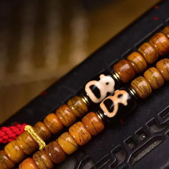 Buddha Stones Tibetan 108 Beads Camel Bone Luck Tassel Mala