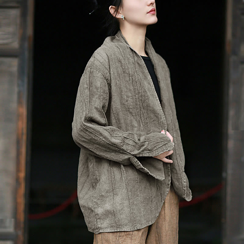 Buddha Stones Solid Color Tie Dye Long Sleeve Zen Meditation Open Front Jacket